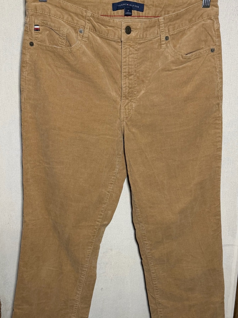 Tommy Hilfiger Corduroy Pants Women’s Size 12 Tan Straight Leg Mid Rise